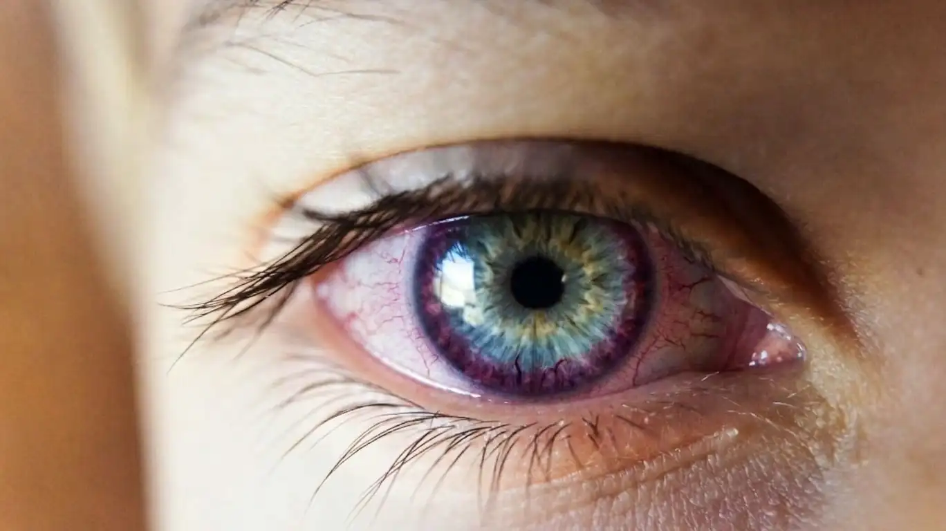 Ojo con un anillo de enrojecimiento alrededor de la córnea, como en una uveítis anterior